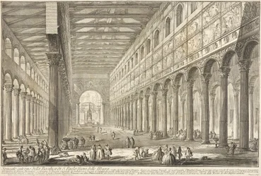 Doorsnede van het interieur van de Basiliek van Sint-Paulus buiten de Muren