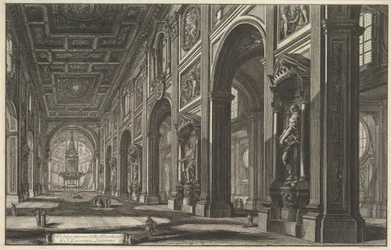 Sint-Jan van Lateranen, interieur, uit "Vedute di Roma" (Gezichten op Rome)