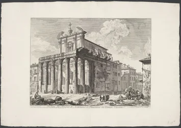 Tempel van Antoninus en Faustina te Rome (Gezichten op Rome, Vedute di Roma disegnate ed incise da Giambattista Piranesi architetto Veneziano)