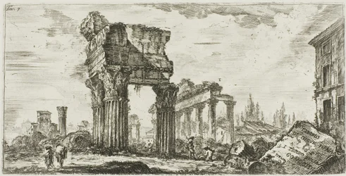 Tempel van Jupiter Tonans [Jupiter de Donderaar]. 1. Tempel van Concordia, plaat 7 uit Enkele Zichten van Triomfbogen en andere Monumenten