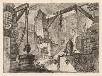 De Gevangenissen: Kolonnade Interieur met een Brede Trap, 1745-1750