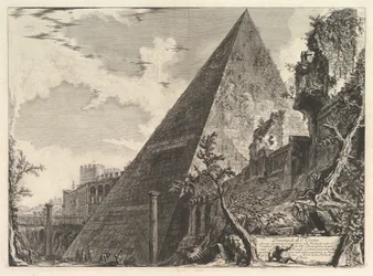 De piramide van Gaius Cestius, uit Vedute di Roma Romeinse Zichten, ca. 1756