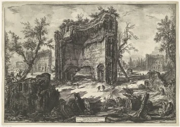 Thermen van Trajanus te Rome Veduta degli Avanzi delle Fabbriche del Secondo Piano delle Terme di Tito (titel op object) Gezichten op Rome (serietitel) Vedute di Roma disegnate ed incise da Giambattista Piranesi architetto Veneziano (serietitel)
