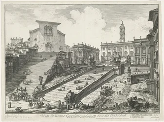 Trappen naar Piazza del Campidoglio en de Santa Maria in Aracoeli te Rome