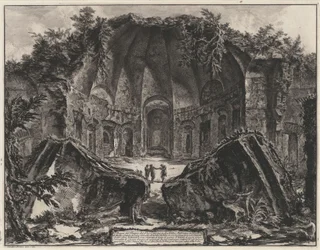 Overblijfselen van het Canopus in de Villa van Hadrianus in Tivoli (uit: Vedute di Roma)