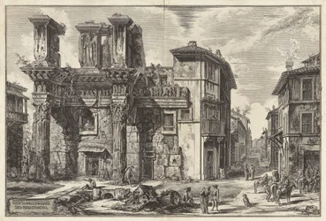 Veduta degli avanzi del Foro di Nerva (Uitzicht op de overblijfselen van het Forum van Nerva), uit Vedute di Roma (Gezichten van Rome)