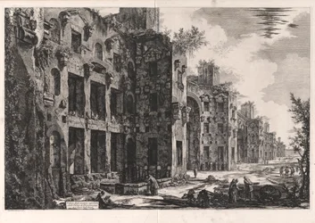 Uitzicht op de Bovenste Overblijfselen van de Baden van Diocletianus bij Santa Maria degli Angeli [interieur van het Frigidarium: zuidmuur], uit Vedute di Roma (Gezichten van Rome)