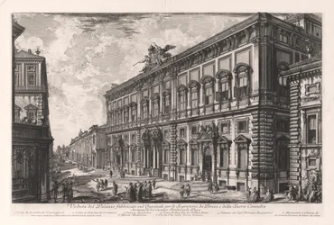 Veduta del Palazzo fabbricato sul Quirinale per le Segreterie de Brevi et della Sacra Consulta, uit Vedute di Roma