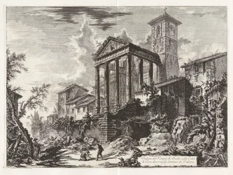 Gezicht op de tempel van Hercules in de stad Cora, tien mijl van Velletri verwijderd, uit „Gezichten op Rome“