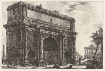 Gezicht op de boog van Septimius Severus, uit Vedute di Roma