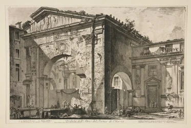 Gezicht op het atrium van de porticus van Octavia, uit Vedute di Roma