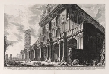 Gezicht op de Basiliek van San Paolo fuori delle Mura, Gebouwd door Constantijn de Grote, uit Vedute di Roma