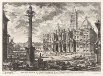 Gezicht op de Basiliek van Santa Maria met zijn twee zijvleugels, uit Vedute di Roma