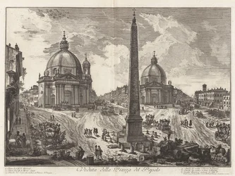 Gezicht op de Piazza del Popolo, uit Vedute di Roma (Gezichten van Rome)