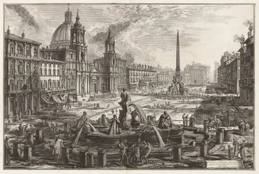 Veduta di Piazza Navona sopra le rovine del Circo Agonale (Uitzicht op het Piazza Navona boven de Ruïnes van het Circus Agonalis [Circus van Domitianus]), uit Vedute di Roma (Gezichten van Rome)