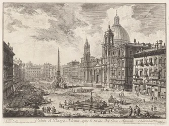 Veduta di Piazza Navona sopra le rovine del Circo Agonale (Zicht op de Piazza Navona boven de Ruïnes van het Circus van Domitianus), uit Vedute di Roma (Zichten van Rome)