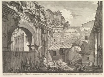 Interne Weergave van het Atrium van de Portico di Ottavia, 1760