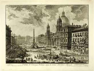 Gezicht op Piazza Navona boven de ruïnes van het Circus van Domitianus, uit Views of Rome