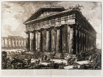 Uitzicht op de Tempel van Neptunus in Paestum