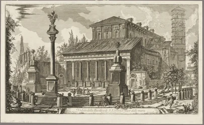 Uitzicht op de Basiliek van S. Lorenzo fuori delle Mura [S. Lorenzo buiten de Muren], uit Zichten van Rome