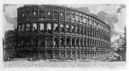 Zicht op het Colosseum in Rome. Tekening door Giovanni Piranesi (bekend als Piranese) (1720-1778). 1756