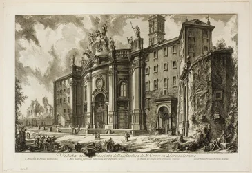 Gezicht op de Façade van de Basiliek van S. Croce in Gerusalemme, uit Zichten van Rome