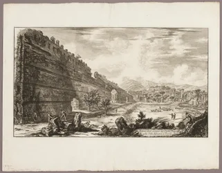 Gezicht op de overblijfselen van het Praetoriaanse Fort [de Poecile], Hadrianus