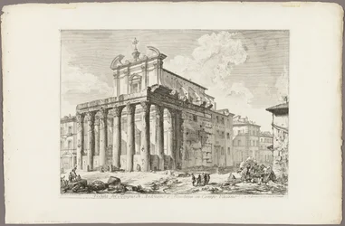 Uitzicht op de Tempel van Antoninus en Faustina in het Romeinse Forum, uit Zichten van Rome
