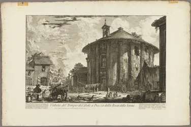 Uitzicht op de Tempel van Cybele op het Piazza van de Bocca della Verità, uit Zichten van Rome