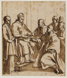 Paus Paulus V geeft de bul "Universi agri domini" uit van 1612