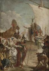 Antonius leidt Cleopatra aan boord