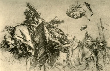 Oosterse vrouw op een olifant. Een buste van een Romeinse keizer, 1752-1753, 1928