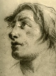 Hoofd van een Jongeling, bijna in profiel en omhoog kijkend, midden 18e eeuw, 1928