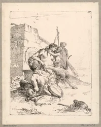 Satyrfamilie met een obelisk, plaat 11 uit de Scherzi di Fantasia