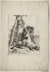 Scherzi di Fantasia: Tovenaar Wijst een Brandend Hoofd aan Twee Jongeren, 1750s