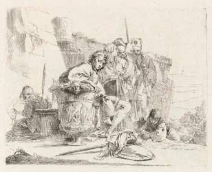 Zittende Jongeling Leunend tegen een Urn, uit Vari capricci (Verschillende Capriccio