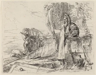 Staande filosoof en twee andere figuren