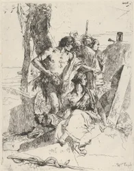 De ontdekking van het graf van Punchinello, uit de Scherzi, ca. 1743-50