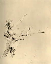 Vrouw rustend op wolken en ondersteund door een Cupido, midden 18e eeuw, 1928