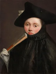 Jonge dame met een driekante steek
