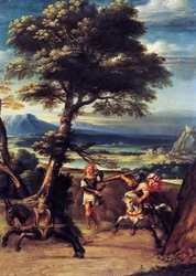 Landschap met Absalom gewond door Joabs speer door Giovanni Battista Viola