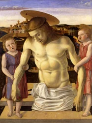 Italian:  Cristo morto sorretto da due angeli Dode Christus ondersteund door twee engelen