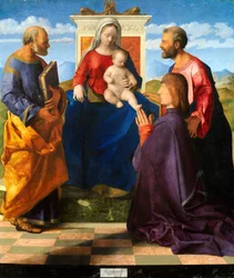 Madonna en Kind Enthroned met Heiligen en Donor