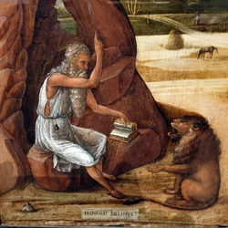 De heilige Hiëronymus in de woestijn