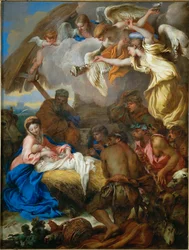 De aanbidding van de herders (schilderij op doek)