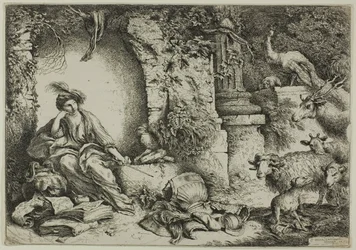 Circe met metgezellen van Odysseus veranderd in dieren