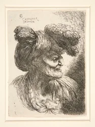 Figuur naar rechts, uit de serie Kleine studies van hoofden