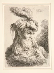 Figuur naar rechts, uit de serie Kleine studies van hoofden