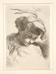 Figuur met hun hoofd tegen hun schouder, uit de serie Kleine studies van hoofden