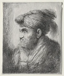 Hoofd van een Man in Oosterse Tulband